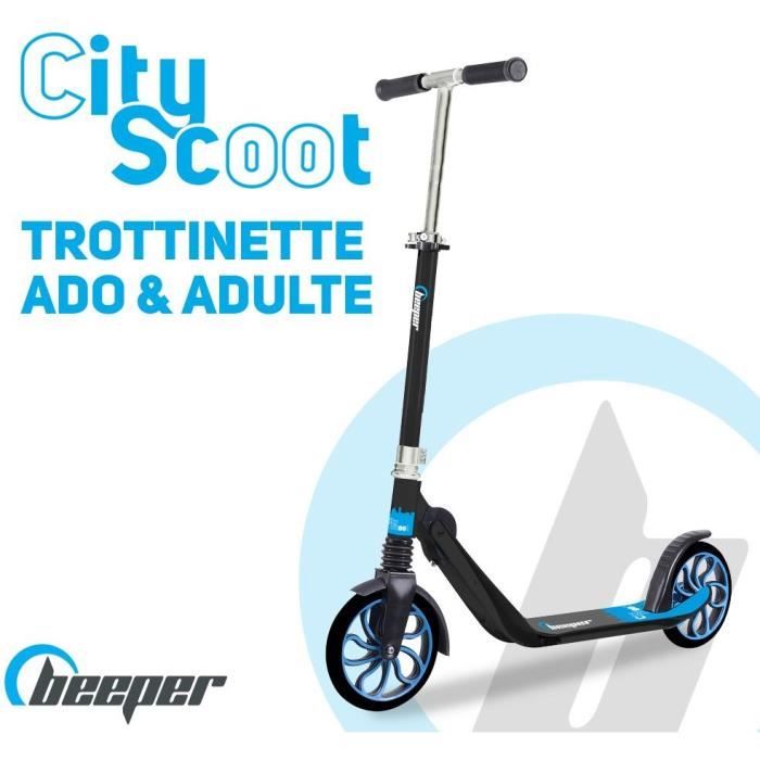 Trottinette mécanique - Beeper City Scoot - Roues 8 - Suspension avant - Cadre Noir - Avec frein gui