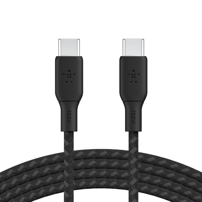 Belkin Câble USB-C vers USB-C renforcé (noir) - 2 m - Câble de rechargement et de synchronisation à gaine tressée 2 m USB-C vers USB