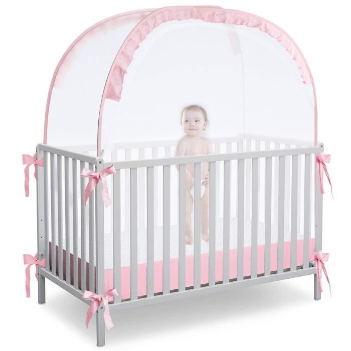 Tente de Berceau Pop-up de moustiquaire-Rose - CHANGM - Sécurité bébé - Fille