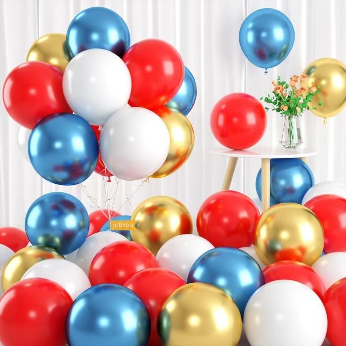 Lot De 60 Ballons Bleus Et Dorés 30.5 Cm - Pour Décoration De Fête, Anniversaire, Baby Shower - Inclus Confettis Et Sangles