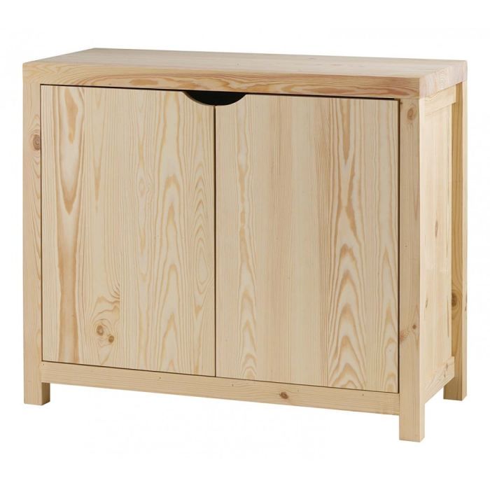 Meuble bas pin massif brut 2 portes Lune Couleu…  Cdiscount Maison
