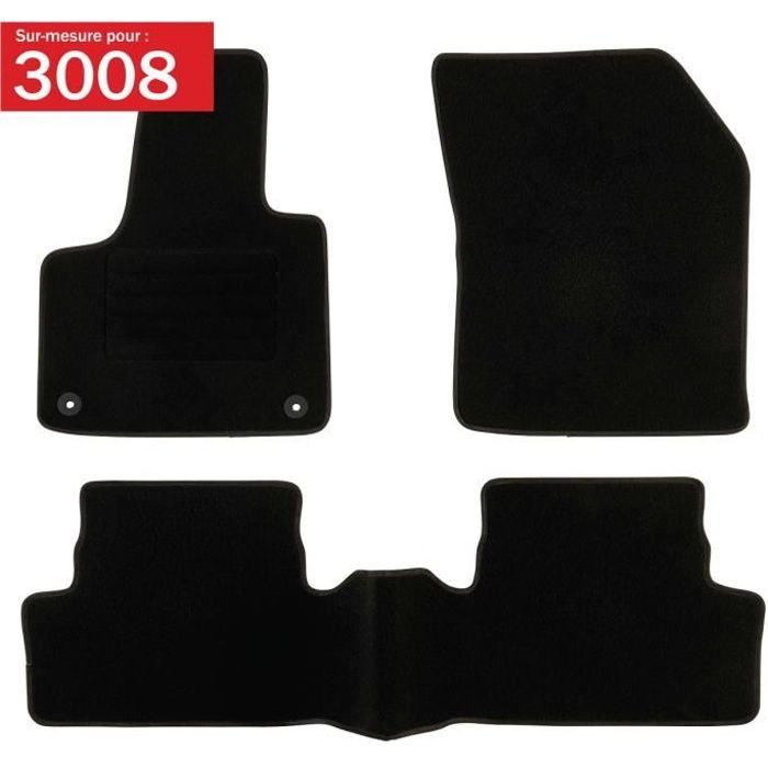 DBS Tapis de voiture sur mesure pour Peugeot 3008 -  - 3 pi&egrave;ces - Antid&eacute;rapant - Moquette Classic 