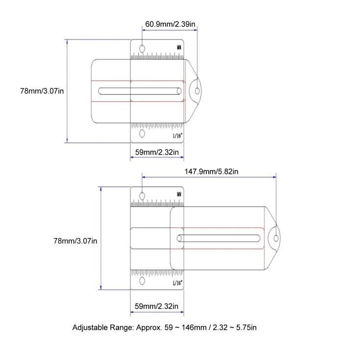 Gabarit Thin Rip Pour Scie à Table - Pour Coupes Fines Répétitives - Sécurité Et Précision - Compatible Fente D'Onglet 3/4" - Aluminium