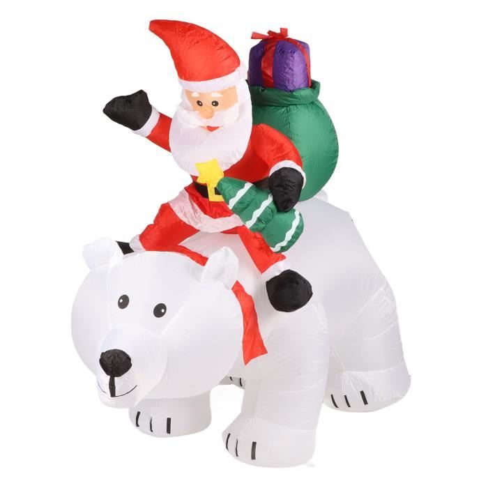 Père Noël Géant Gonflable Noir - 14 Pieds De Haut, Déco Extérieure Noël, Avec Lumière