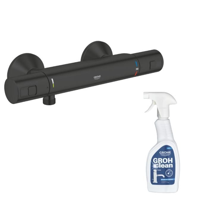 Grohe Mitigeur de douche thermostatique Precision Start noir mat + nettoyant