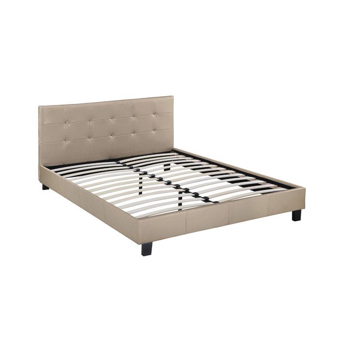 Lit double en pvc Julia - 140 x 190 cm - Taupe