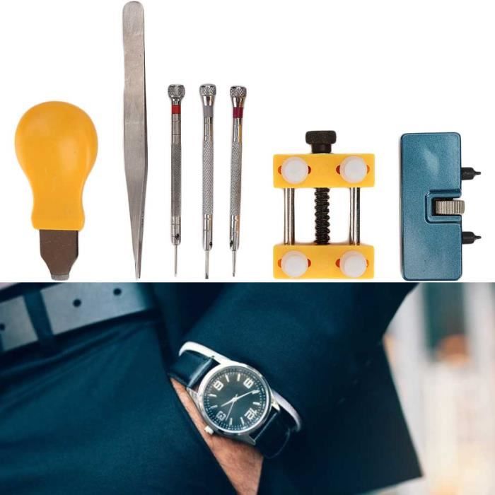 KEENSO levier de montre Kit de réparation de montre, pincettes à levier, tournevis, ouvre-boîtier de montre, 7 bijoux outils
