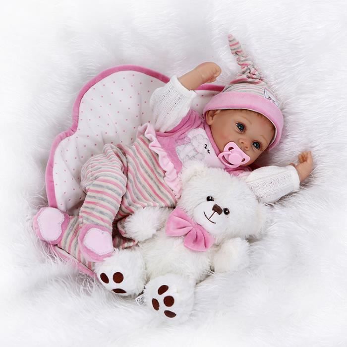 16 Pouces Reborn Baby Doll, Reborn Dolls Silicone Full Body Life Li Baby Dolls Realiste Mignon Nouveau Ne Infantile Poupee Amz