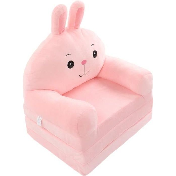Mothinessto Fauteuil de dossier de canapé pliable pour enfants en peluche Mignon dessin animé pliable enfants meuble divan Rose