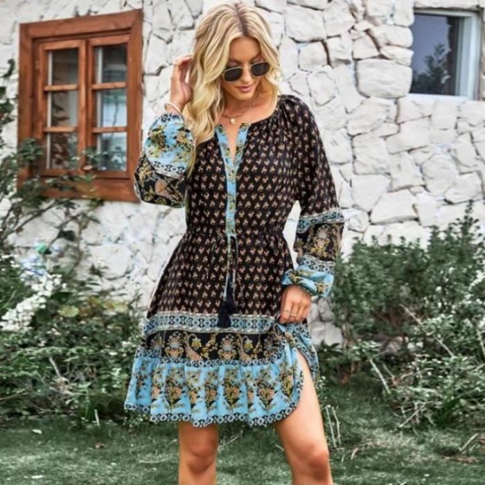 SHEIN LUNE Robe Unicolore Manches Bouffantes à Volants | Mode En Ligne