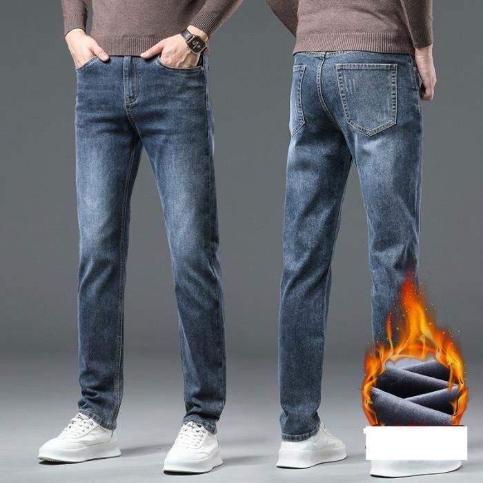Chaude Pantalon en Jean Homme Doubl Polaire Stretch Automne Hiver
