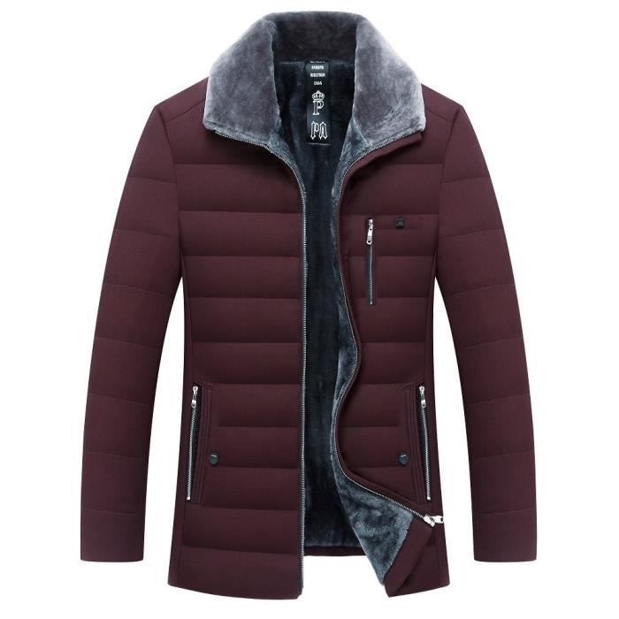Funmoon Veste ouat e de l hiver doudoune homme Rouge Rouge