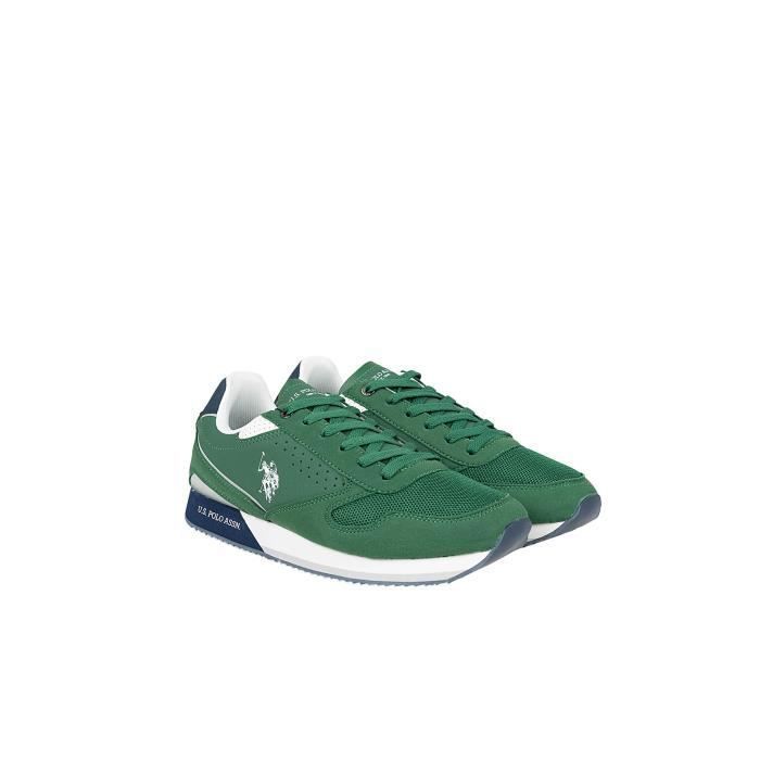 Baskets U.S. Polo Assn. Nobil003 Homme - Vert - Cuir - Lacets - Plat