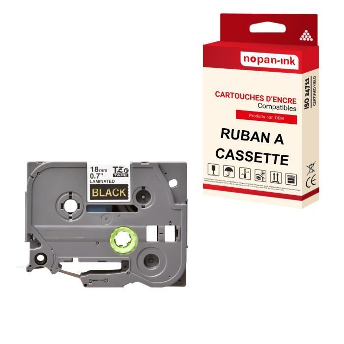 Cassette à Ruban pour étiqueteuse TZE-344 (Or - Noir) 18 mm * 8 m compatible pour Brother P-touch D450 D450VP D800W D600 E300