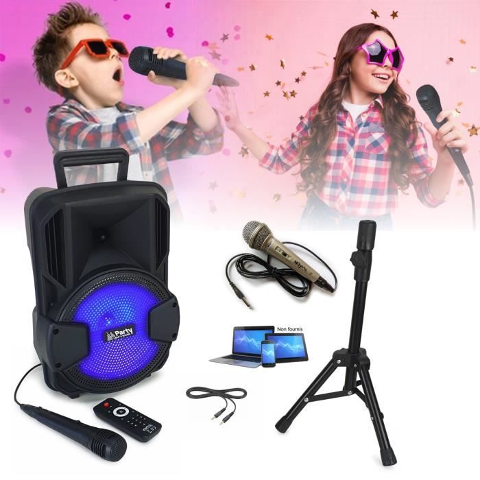 Enceinte de fête karaoké Bluetooth - microphone - télécommande