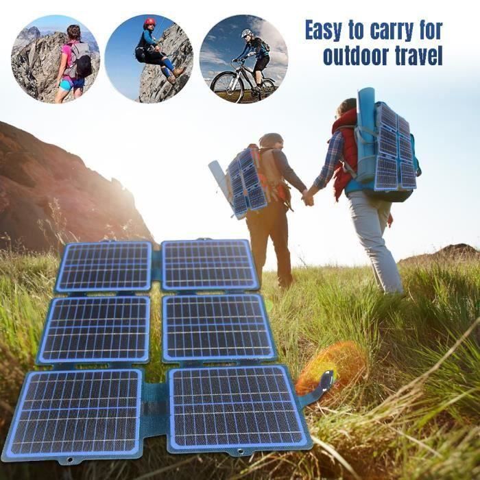 30W Kit Panneau solaire PLIABLE portable avec 2 ports USB Pour Plein  air-pour batteries 12V, camping-car, bateau