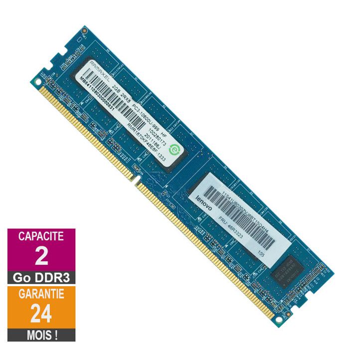 Barrette Mémoire 2Go RAM DDR3 Ramaxel RMR1870KF48E8F 1333 DIMM PC3-10600U - Ramaxel
