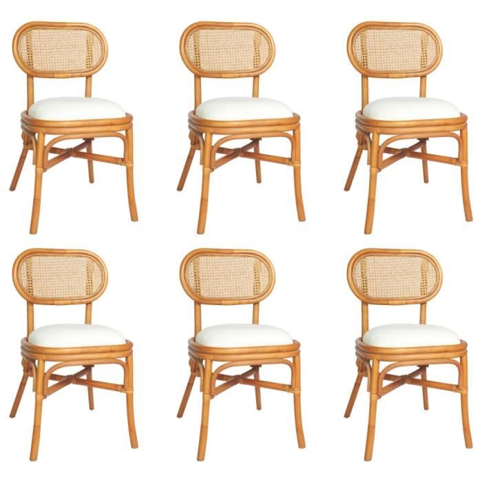 chaises de cuisine - chaises à manger lot de 6 marron clair lin - salutuya - dp1219
