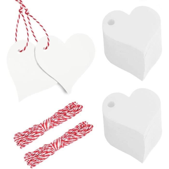 100 Étiquettes Cadeaux En Cœur Kraft Avec Ficelle Jute - Pour Saint-Valentin, Mariages, Anniversaires - DIY Déco