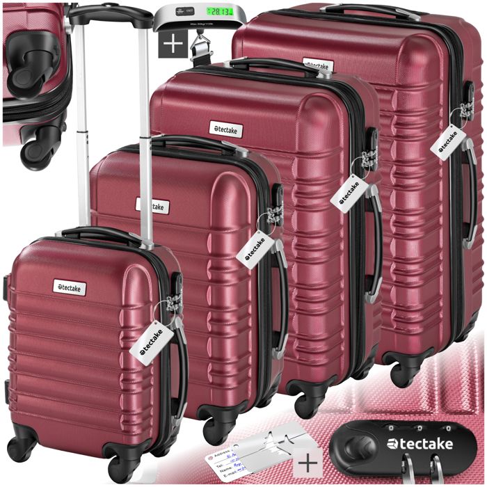 Set De 3 Valises Voyage Tectake ABS Rigide - Cabine, Moyenne & Grande Avec Roulettes 360° & Cadenas