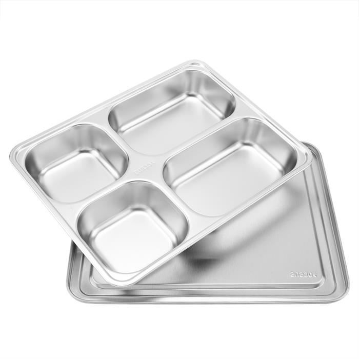 Divisé En Acier Inoxydable Alimentaire Plateau Snack Dîner Plate Compartments School Restaurant