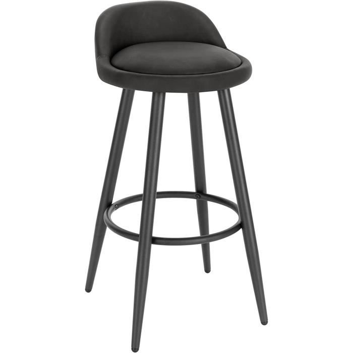 WOLTU Tabouret de Bar Tabouret de comptoir avec Dossier et Repose-Pieds en Similicuir et métal Anthracite