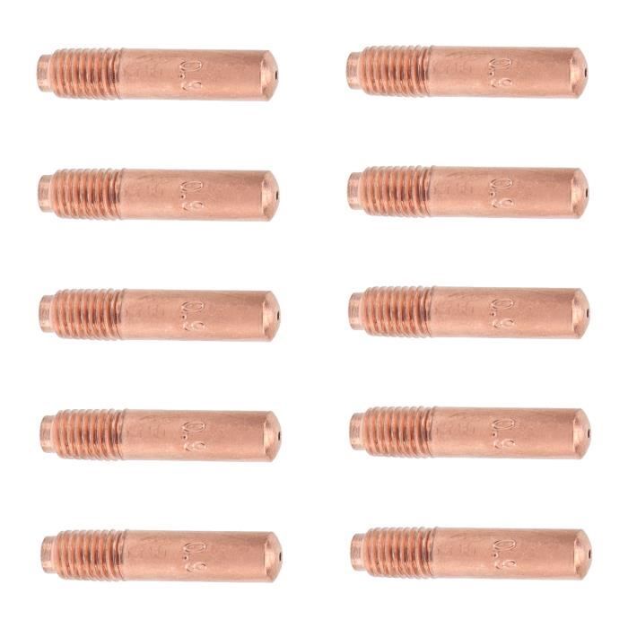 Lot De 10 Buses De Contact Pour Poste à Souder MIG/MAG - Diamètres 0.8mm Et 1.2mm, Type 401/501, Filetage M8x30