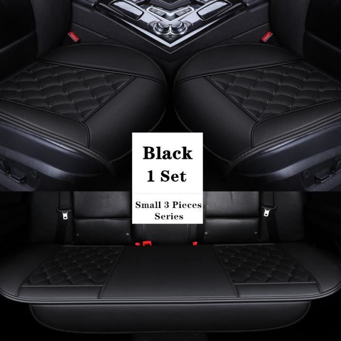HOUSSE DE SIEGE,3pcs set Black--Housse de siège de voiture étanche, ensemble complet de housses de siège avant-arrière, en cuir resp