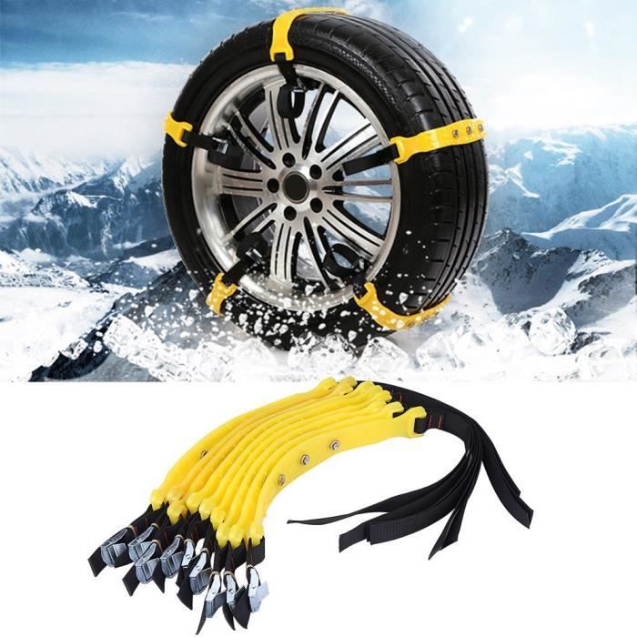 Chaîne à neige universelle antidérapante résistante à l'usure attaches de chaîne  à neige pour voiture compacte camion Suv hiver neige voiture pneus  accessoires jaune/noir 