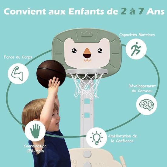 HUOLE Ensemble de Basket 3-en-1, Hauteur Ajustables Inclus Jeu de Basketball, Football et Golf, Support de Jeu UFO surélevé et renforcé (Basket