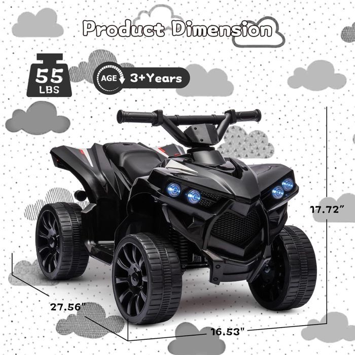 6V Quad Électrique Enfants Avec Pédale,Charge 30kg Pour Enfants De 3 Ans 68 X 40 X 47cm Bleu 91493917 6V Quad Électrique Enfants Avec Pédale,Charge 30kg Pour Enfants De 3 Ans 68 X 40 X 47cm Bleu 91493917