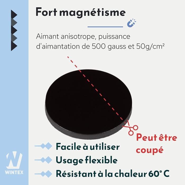 Plaque Magnétique - Jeu de 70 Aimants Adhésifs Forts et