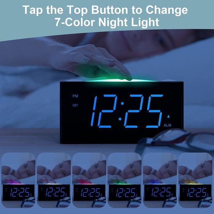 Réveil Chien Labrador Mignon LED 7 Couleurs - Horloge Numérique Avec Veilleuse, Température Et Calendrier