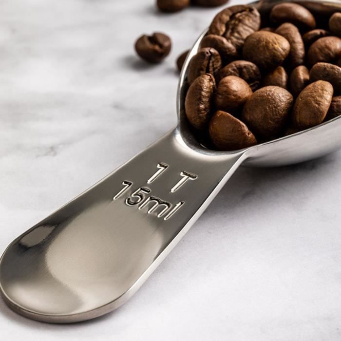Qiilu Cuillère à café Cuillère à mesurer en acier inoxydable robuste et  durable avec clip scellé pour café en grains de thé - Cdiscount Maison