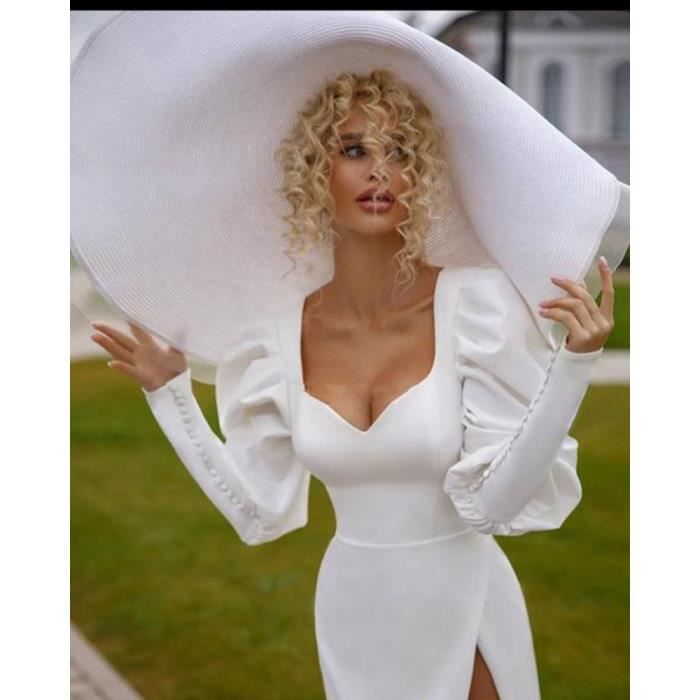 Robe De Mari e En Satin Simple l gante Fendue Sur Le C t