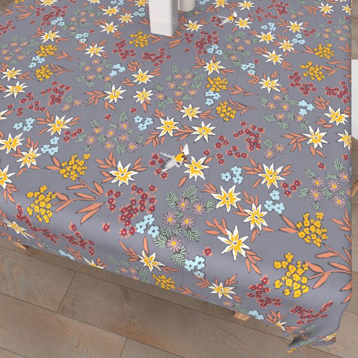 Nappe Carrée Anti-tâches Flores 180x180 Cm - Imperméable - Brique - 100% Polyester Facile D'Entretien