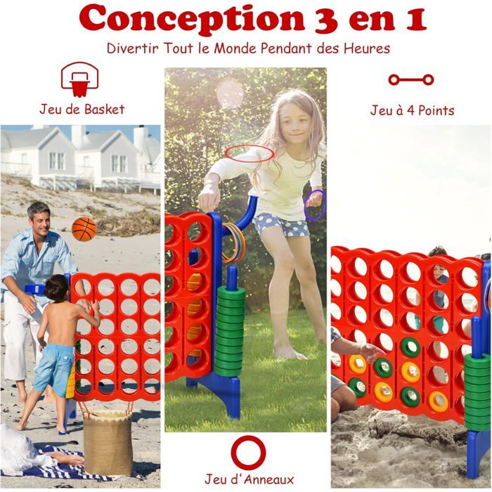 LIFEZEAL Puissance 4 Géant Pour Enfants Sur Pied 84 X 33 X 79 CM Avec 42 Anneaux Levier De Reinitialisation Du Jeu Pour Maternelle Camping Vert 75278958