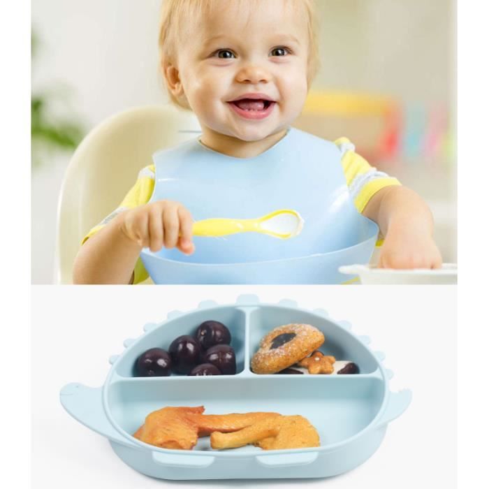 Assiette pour Bébé Set de Table Silicone avec Ventouse Bol