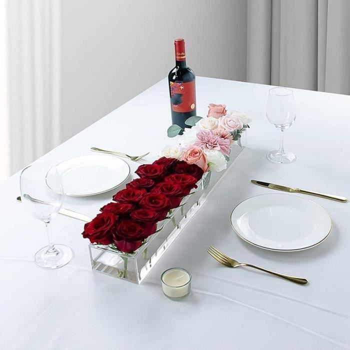 Centre de table floral rectangulaire pour table à manger, vase de