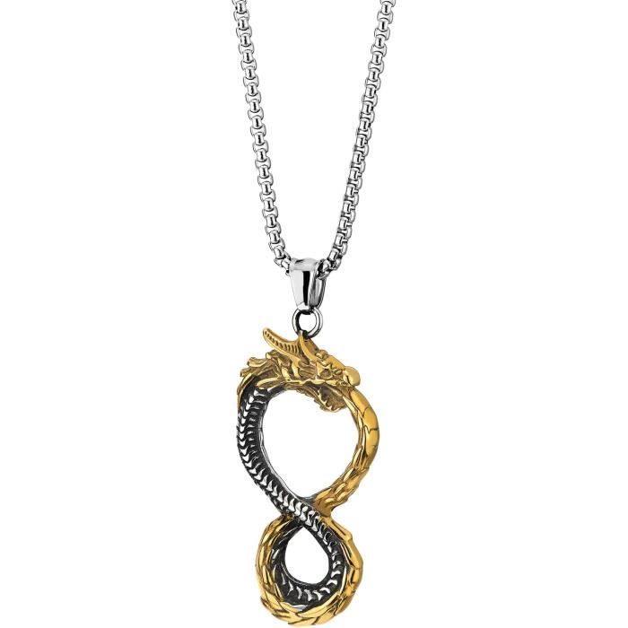 Pendentif Dragon Style Biker En Acier Inoxydable Argenté - Neuf Sans Emballage