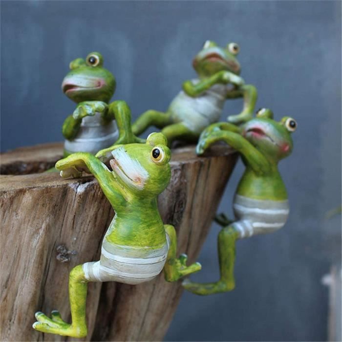 3 Figurines De Grenouille En Résine - Décoration De Jardin, Balcon, Bureau, Cadeau Nature - 6