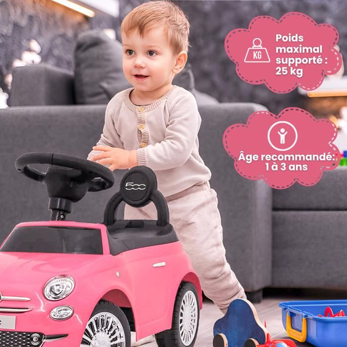FANTASK Porteur Rétro Enfant – Volant Avec Sons – Espace Rangement – Anti-basculement – 1 An Et + – 58x27x34 Cm – Blanc