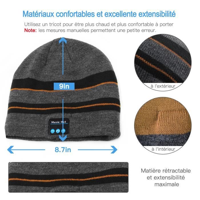 Rotibox Tuque Avec Casque D'écoute Sans Fil à Connectivité Bluetooth Pour Sports De Plein Air, Cadeaux De Noël