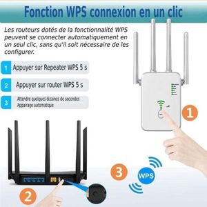 Répéteur WiFi 6 Antennes - 300 Mbps - 2 Ports LAN - Mode Répéteur/routeur/AP - Compatible Toutes Box - Pour Intérieur/extérieur