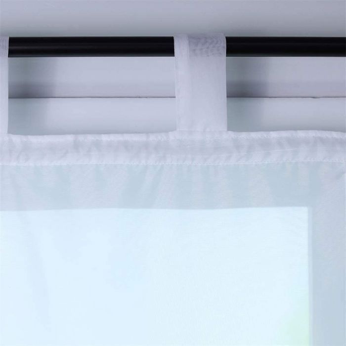 Rideaux courts Voilage fenêtre Store Romain blanc L/H 60 x 140cm Demi Transparent avec Passant