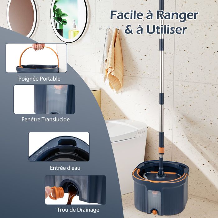 Seau à Serpillières Mery Violet 14L Avec Essoreur Amovible Et Roues Pivotantes - Nettoyage Facile
