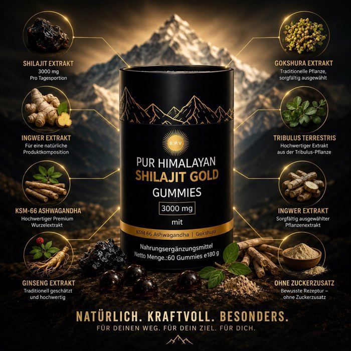 Gummies Shilajit Himalayen Pur Gold 3000 Mg - 60 Gommes - Énergie Et Vitalité Naturelle - Complément Alimentaire