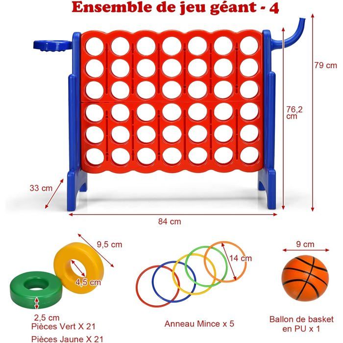 GOPLUS Jeu de société 4 Géant,Jeu De Stratégie en Ligne avec 42 Anneaux Géants et Curseurs pour Redémarrage Rapide,Bleu - Jeux - Jouets