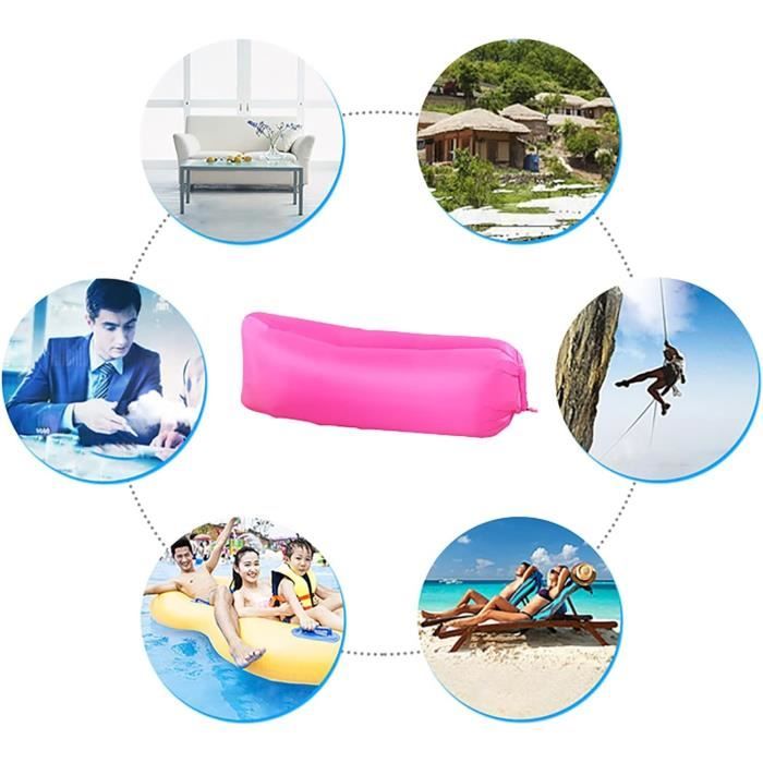Modrad Canapé Gonflable Exterieur – Avec Oreiller, Sans Pompe, En Nylon, 185x70x52 Cm, Pour Camping Et Plage