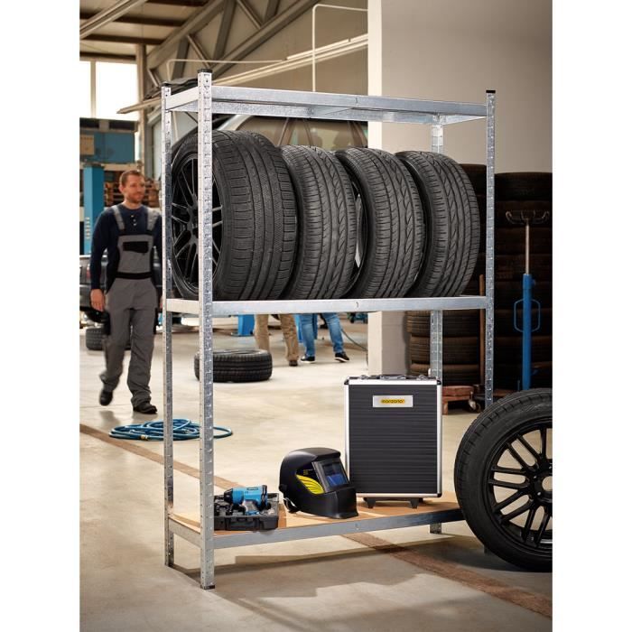 Râtelier à Pneus 3 Niveaux GYMAX - Charge 265 Kg/étage, Hauteur Réglable, Pour 8 Pneus, Argenté